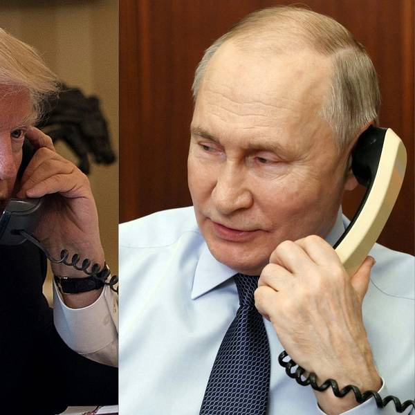 Die Bild-Kombination zeigt US-Präsident Donald Trump und Kremlchef Wladimir Putin am Telefon. (Archivbild)
