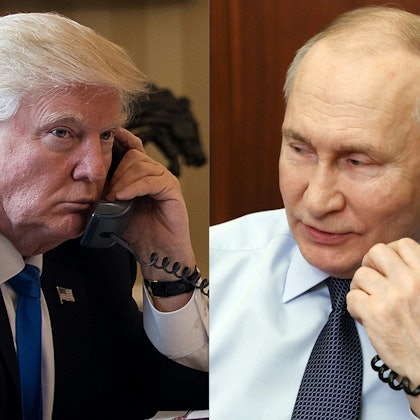 Die Bild-Kombination zeigt US-Präsident Donald Trump und Kremlchef Wladimir Putin am Telefon. (Archivbild)