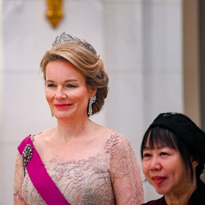 Königin Mathilde beim Staatsbesuch von S.E. Tharman Shanmugaratnam, Präsident der Republik Singapur.