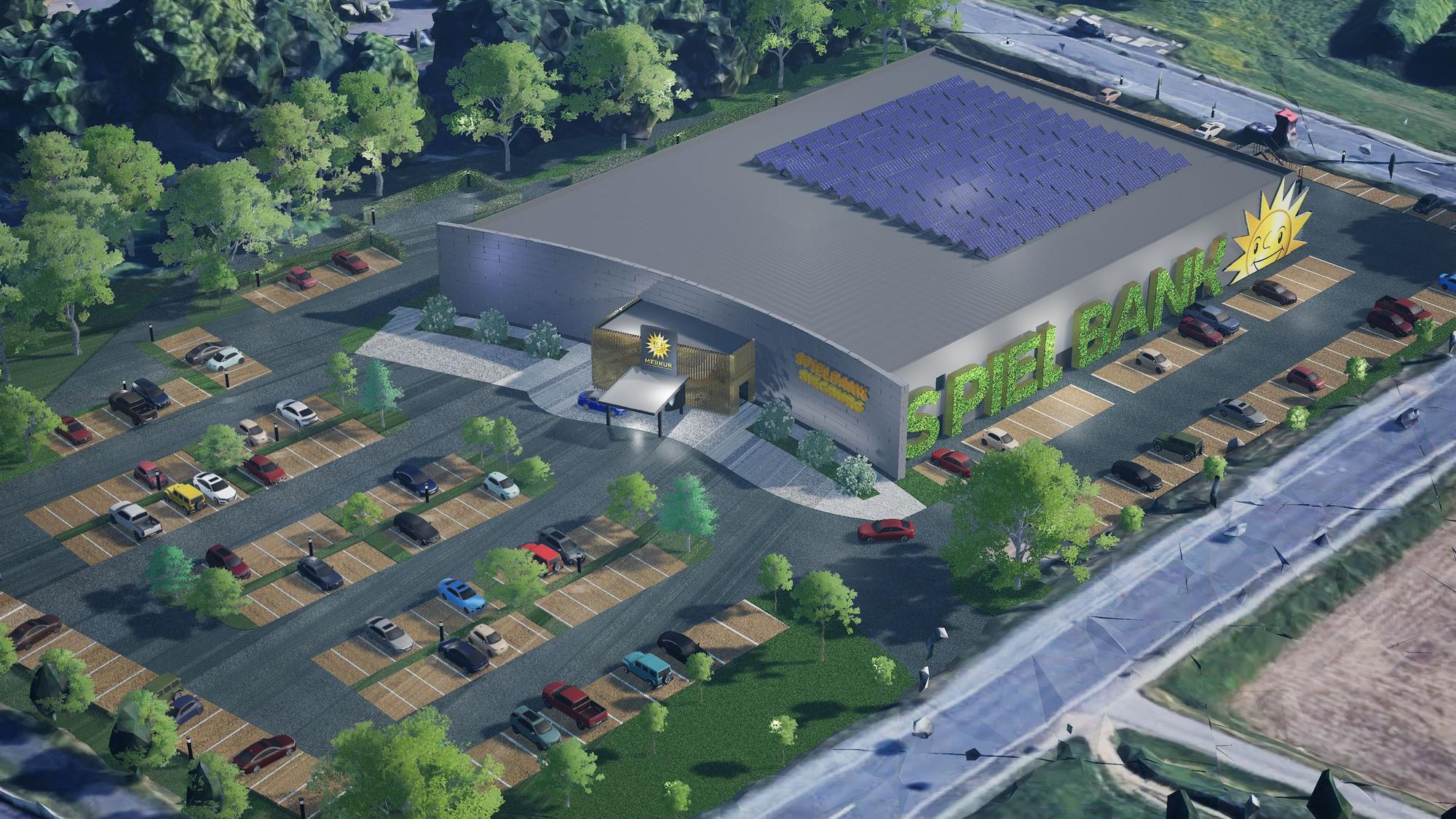 Visualisierung des Neubaus für die Merkur Spielbank Siegburg an der Isaac-Bürger-Straße