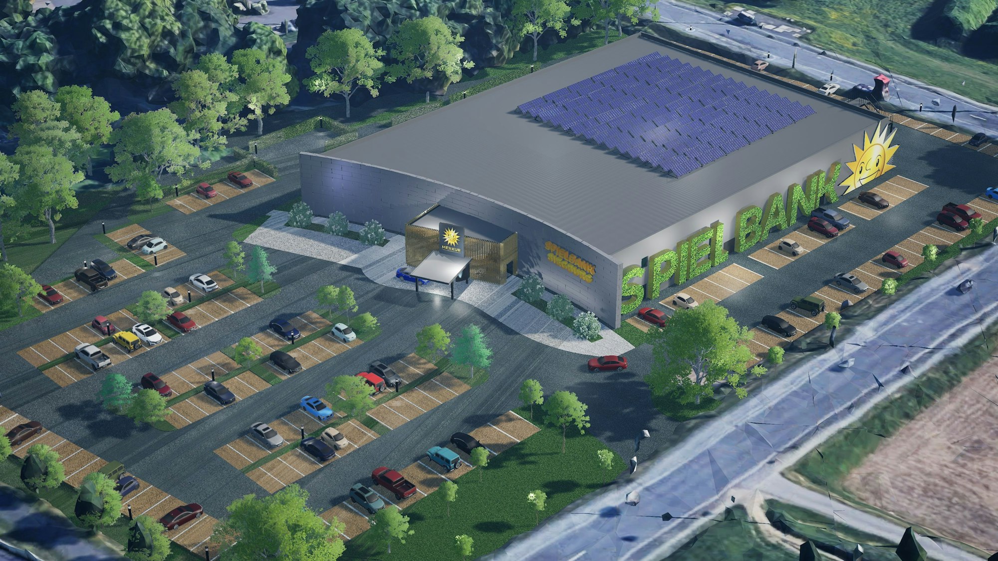 Visualisierung des Neubaus für die Merkur Spielbank Siegburg an der Isaac-Bürger-Straße