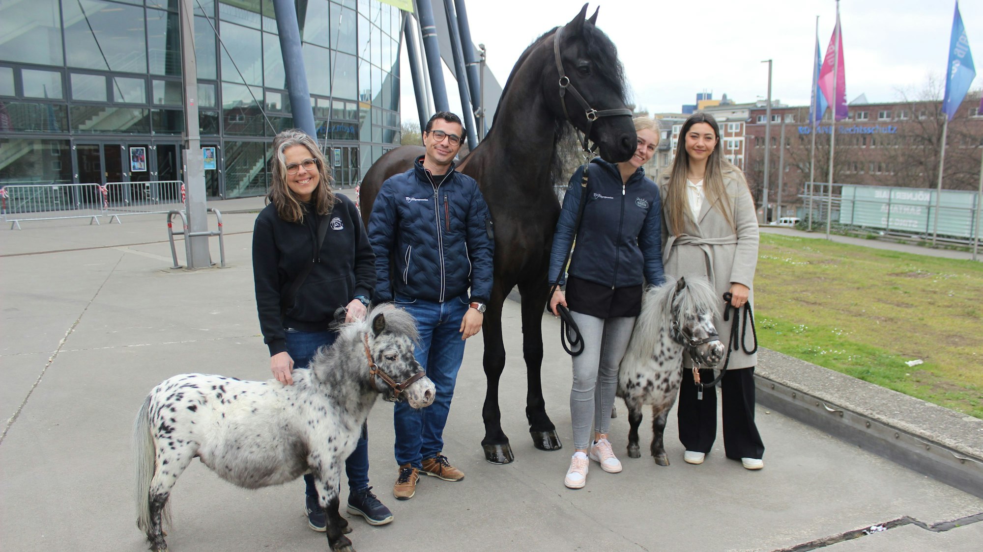 Pferde der „Cavalluna“-Show vor der Kölner Lanxess Arena