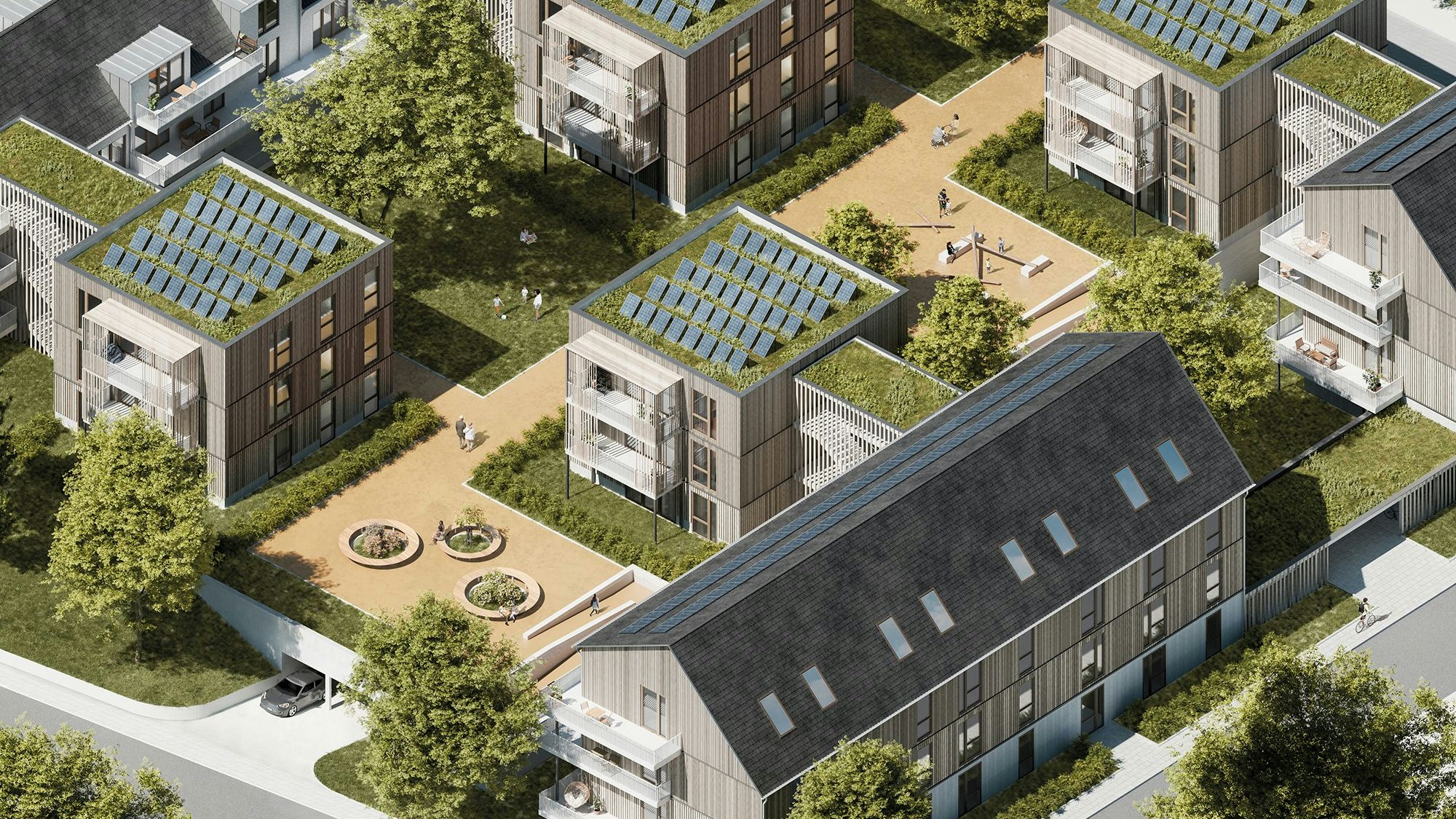 Zu sehen ist eine Visualisierung des künftigen Wohnquartiers.