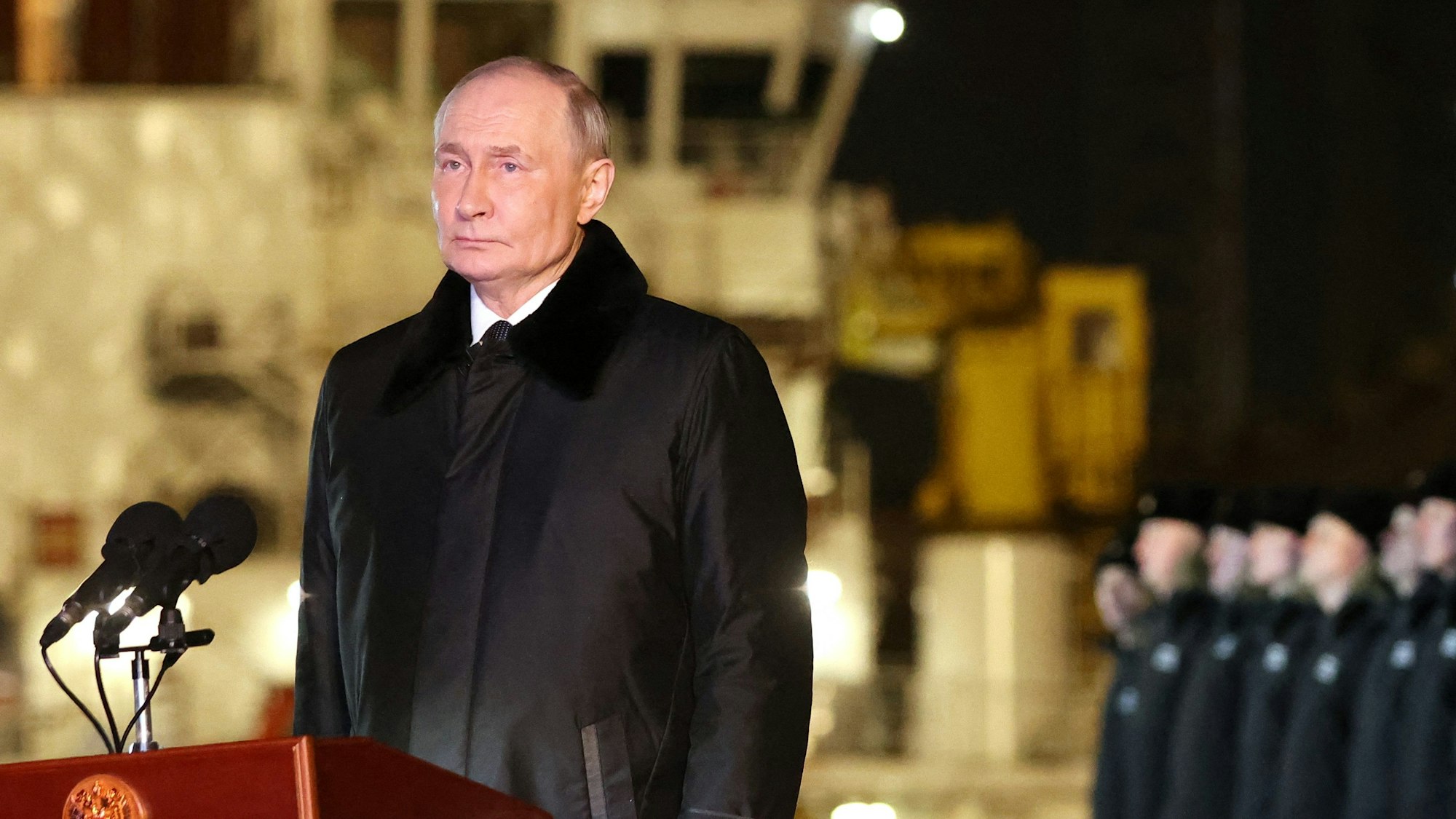 Kremlchef Wladimir Putin beim Stapellauf des russischen Atom-U-Boots „Perm“ am Donnerstag in Murmansk.