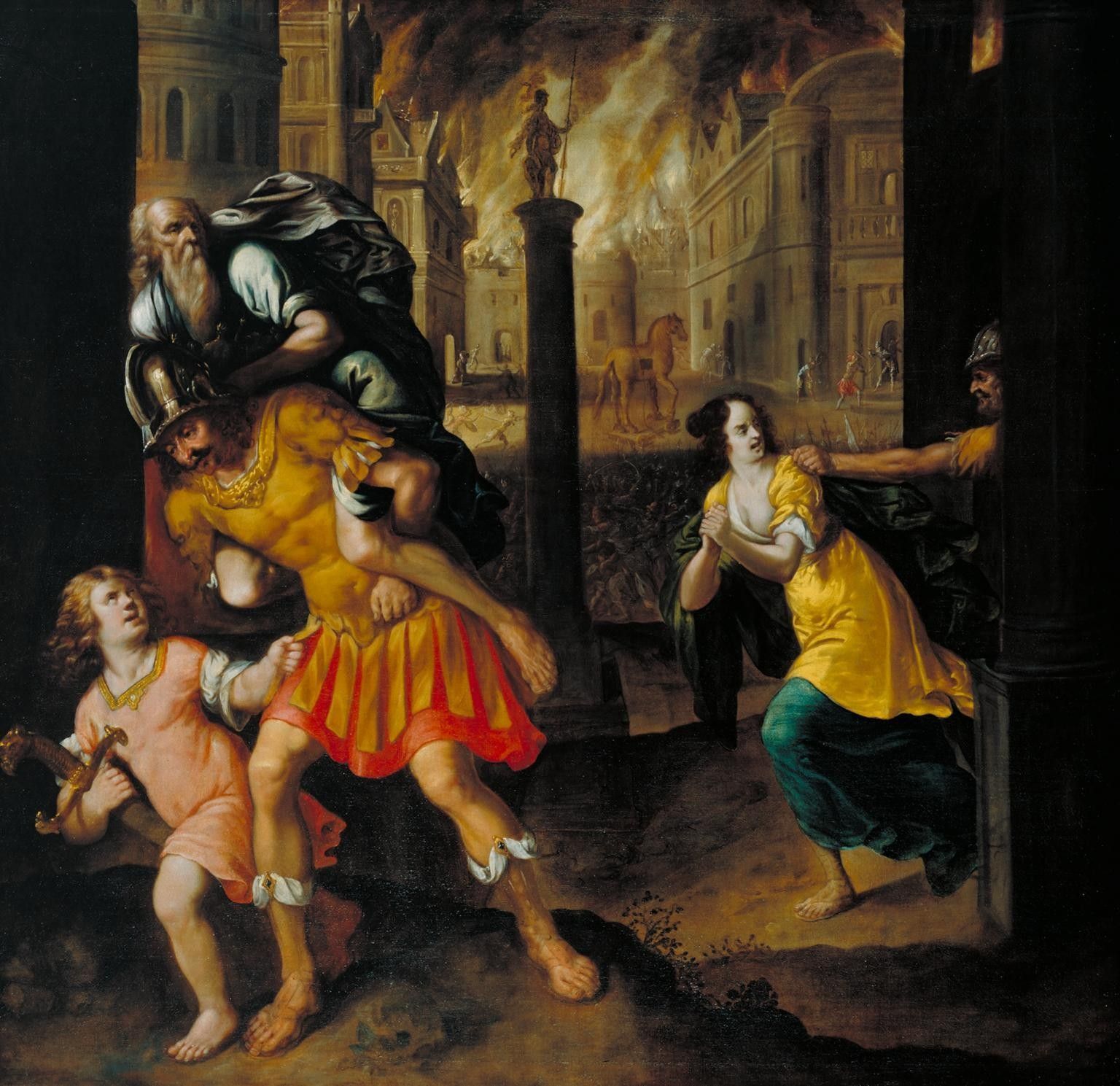 Das Gemälde „Aeneas und seine Familie fliehen aus dem brennenden Troja“ des englischen Malers Henry Gibbs aus dem Jahr 1654. Die britische Kunstinstitution Tate gibt das von den Nazis geraubte Werk an die Erben des rechtmäßigen Eigentümers zurück.