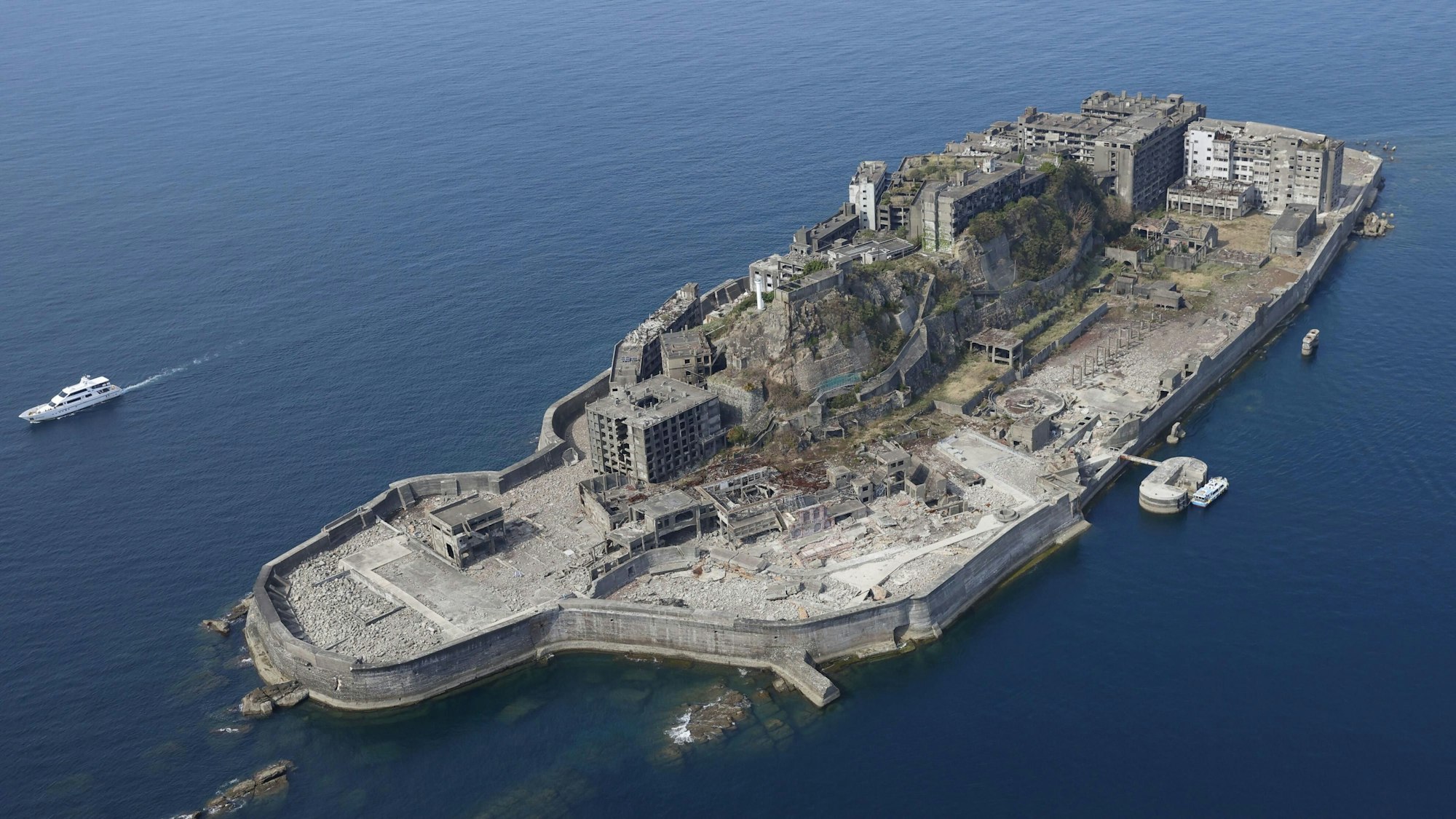 Die Insel Hashima von oben.