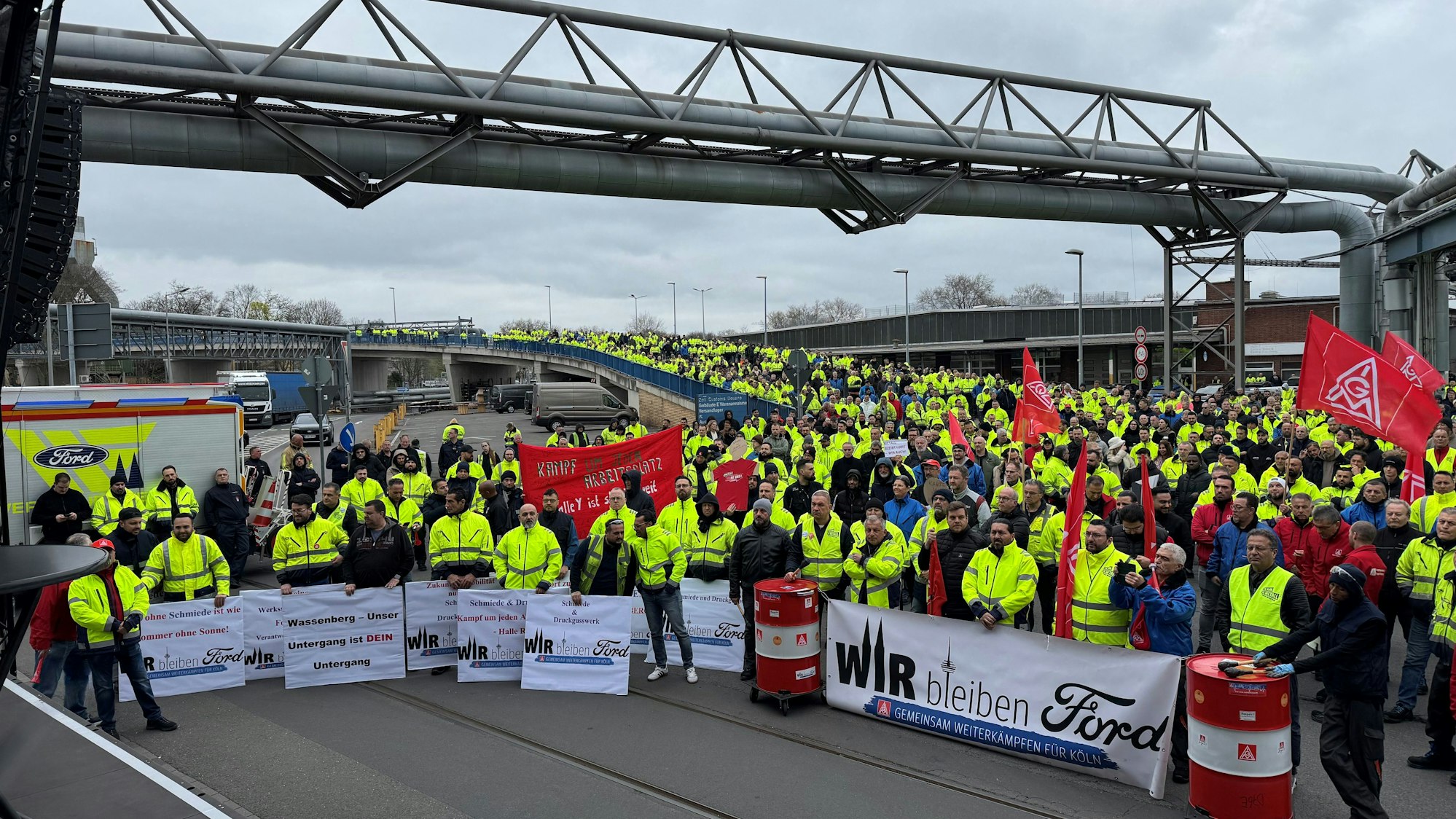 Proteste bei der Betriebsversammlung bei Ford in Köln am 26.3.2025