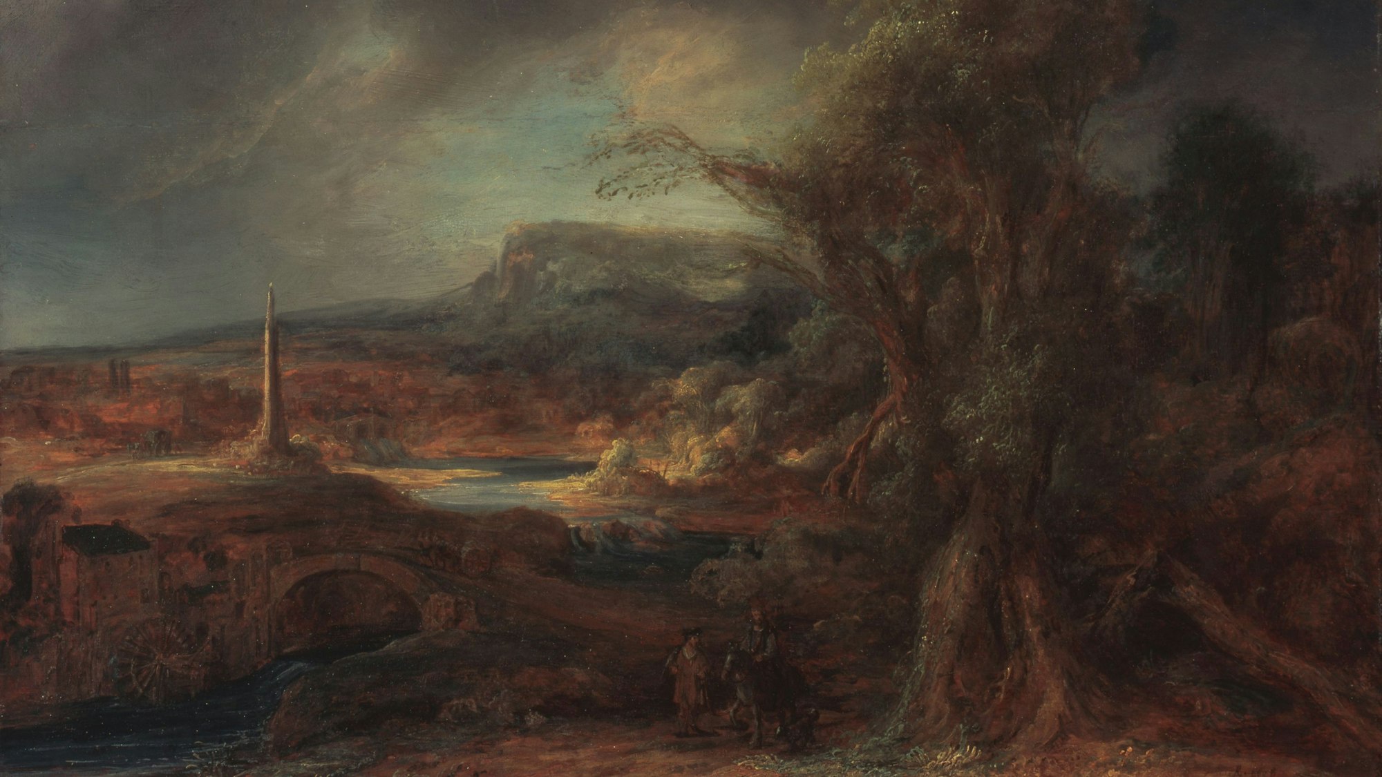 „Landschaft mit Obelisk“ von Govaert Flinck