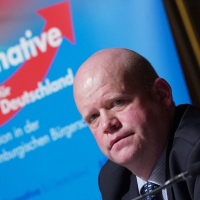 Ulrich Vosgerau ist bei einem AfD-Treffen zu sehen.