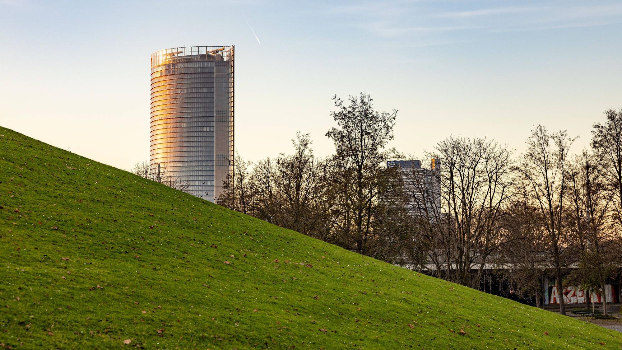 Die Bonner Rheinauer bei Sonnenuntergang. Im Hintergrund der Post Tower (Archivfoto).
