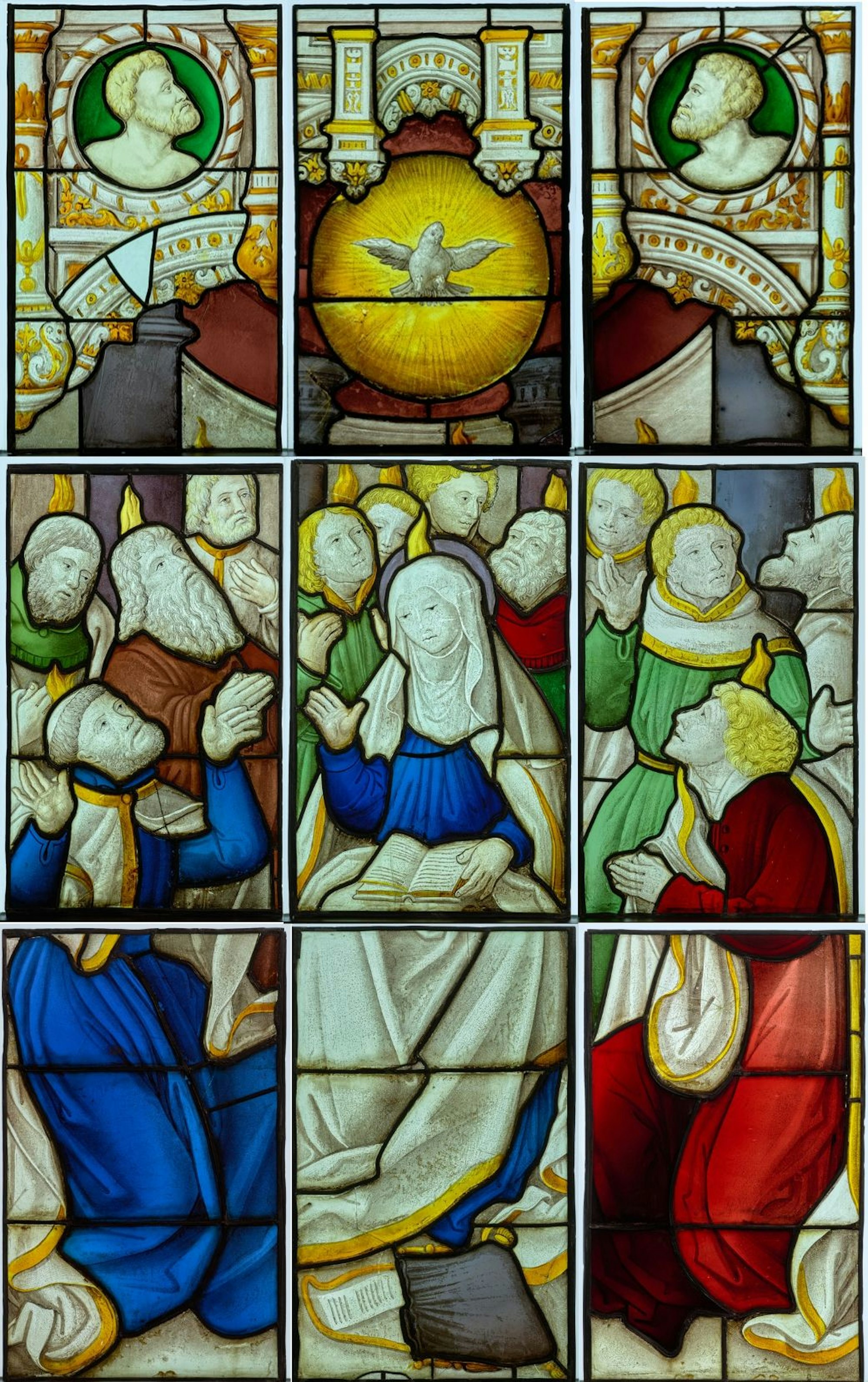 Maria empfangt in Kreise der Apostel den Heiligen Geist.
