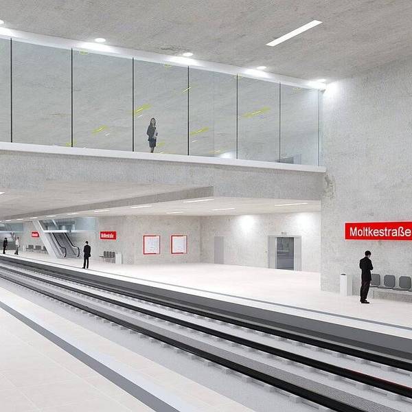 So könnte nach dem Ausbau der Ost-West-Achse ein neuer U-Bahnhof an der Moltkestraße aussehen.