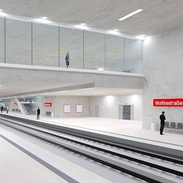 So könnte nach dem Ausbau der Ost-West-Achse ein neuer U-Bahnhof an der Moltkestraße aussehen.
