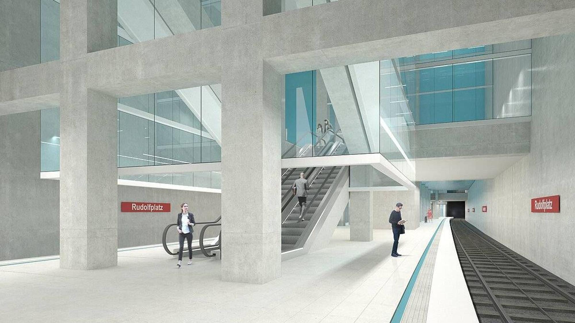 Visualisierung einer unterirdischen Haltestelle am Rudolfplatz in Köln