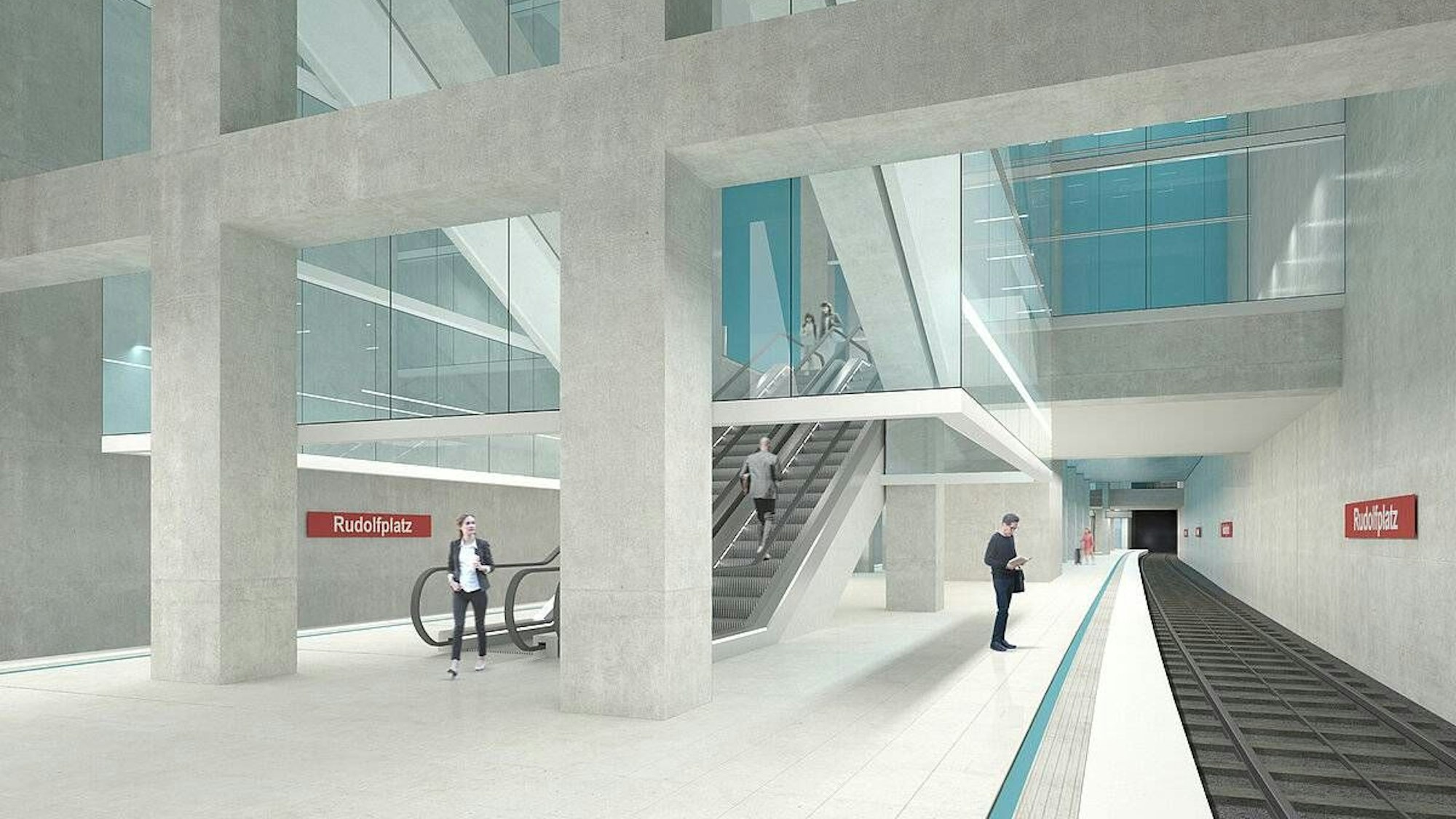 Visualisierung einer unterirdischen Haltestelle am Rudolfplatz in Köln