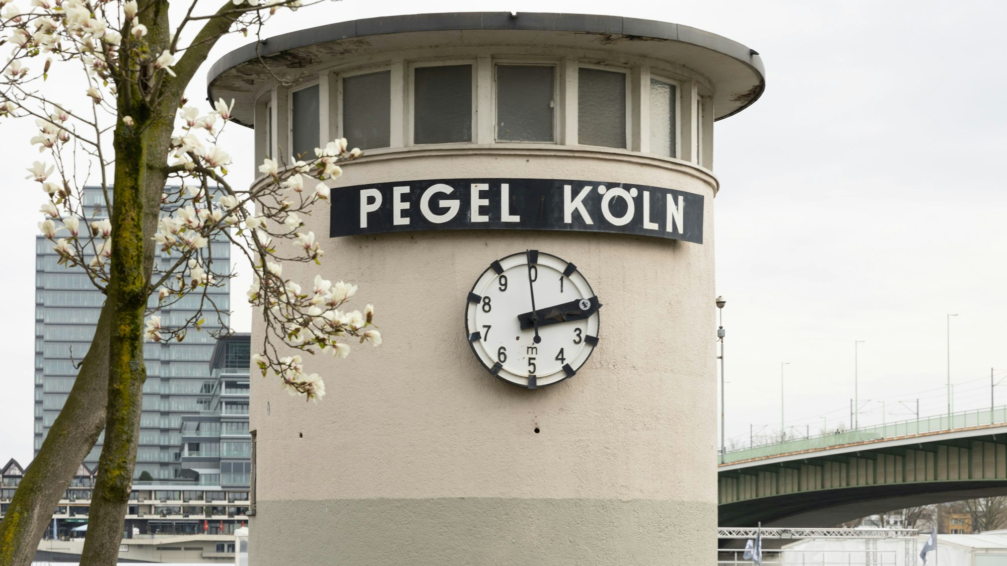 Der Rheinpegel sinkt derzeit. Er ist bereits unter die Marke von zwei Metern gefallen.