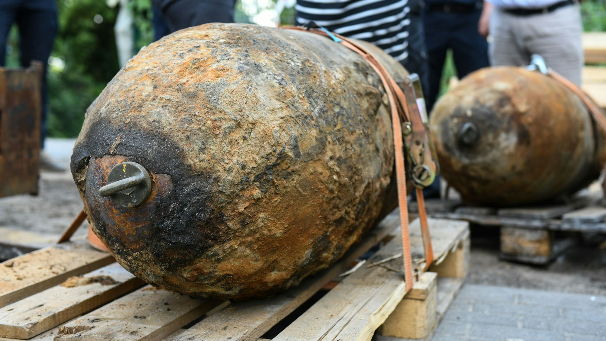 Das Bild zeigt einen geborgenen Blindgänger in Brandenburg.