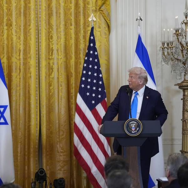 ARCHIV - 04.02.2025, USA, Washington: US-Präsident Donald Trump (r) und der israelische Ministerpräsident Benjamin Netanjahu sprechen während einer Pressekonferenz im East Room des Weißen Hauses. (zu dpa: «Weißes Haus: Trump will Netanjahu am Montag erneut empfangen») Foto: Alex Brandon/AP/dpa +++ dpa-Bildfunk +++