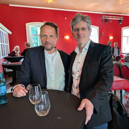 Dirk Löb, neuer Fraktionsvorsitzende der SPD in Leverkusen, mit Uwe Richrath.