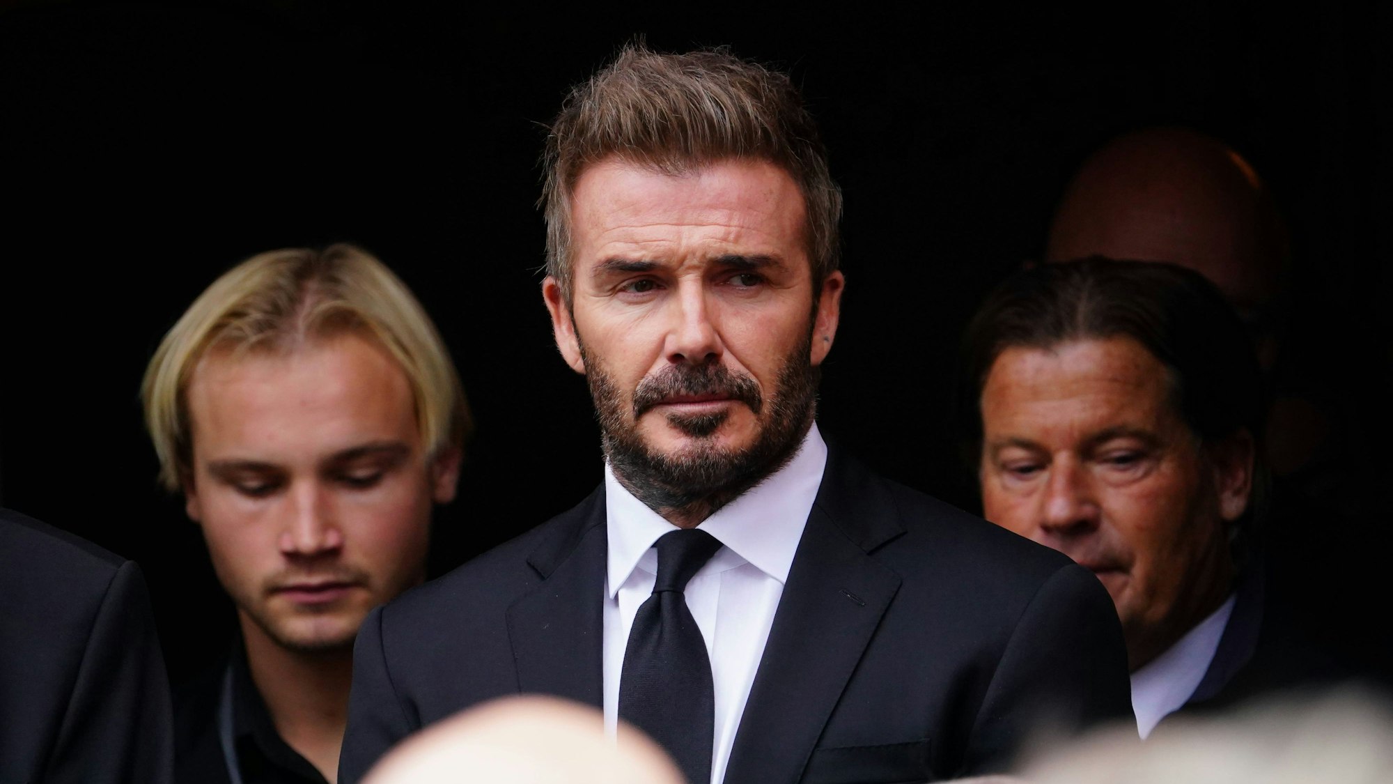 David Beckham bei einer Beerdigung.