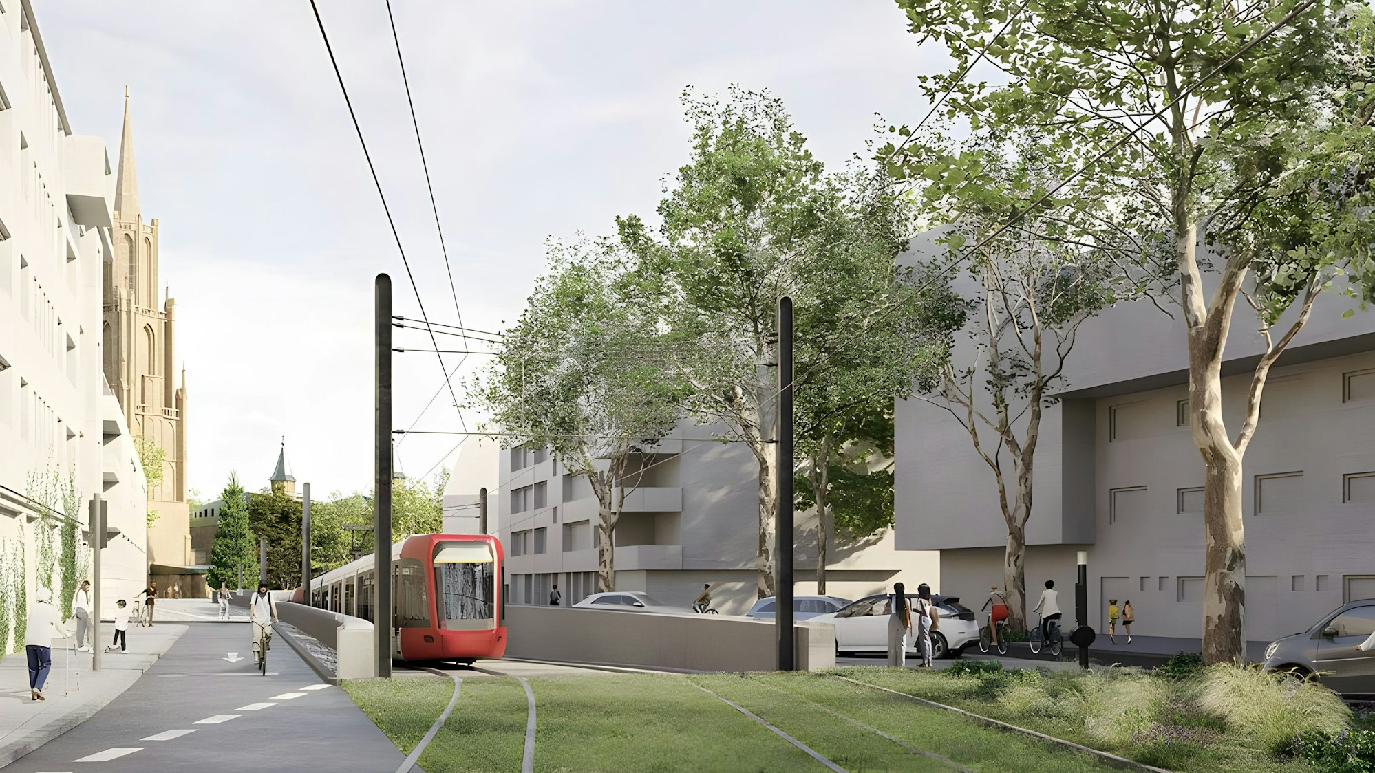 Eine Visualisierung zeigt, wie die Stadtbahn an der Jahnstraße künftig aus einem Tunnel auf- und abtauchen könnte.