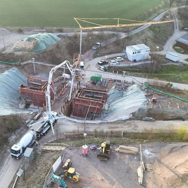 Blick aus der Vogelperspektive auf die Baustelle in Meinerzhagen.