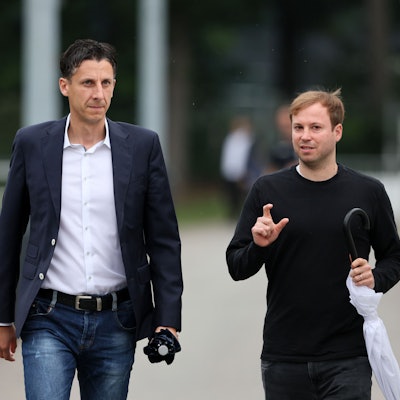 1. FC Köln, Trainingsauftakt, von links: Christian Keller, Martin Schulz (1. FC Köln), 27.06.2022, Bild: Herbert Bucco
