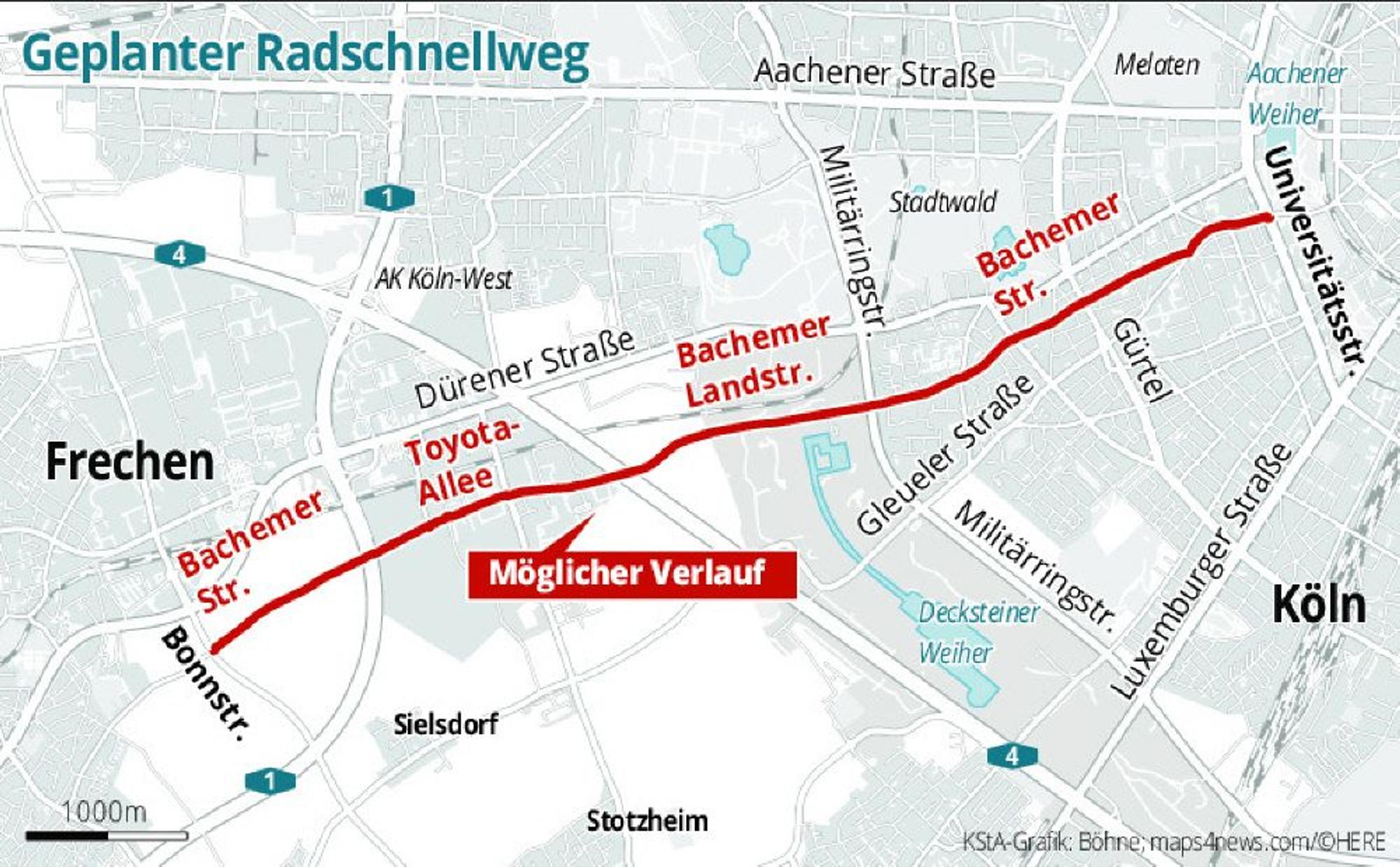 Der geplante Radschnellweg nach Frechen.