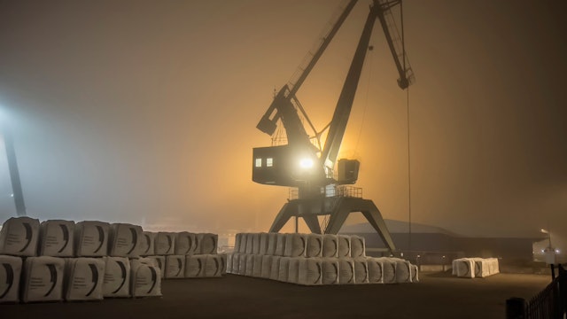 Hafen Niehl, Hafenkran im Nebel.