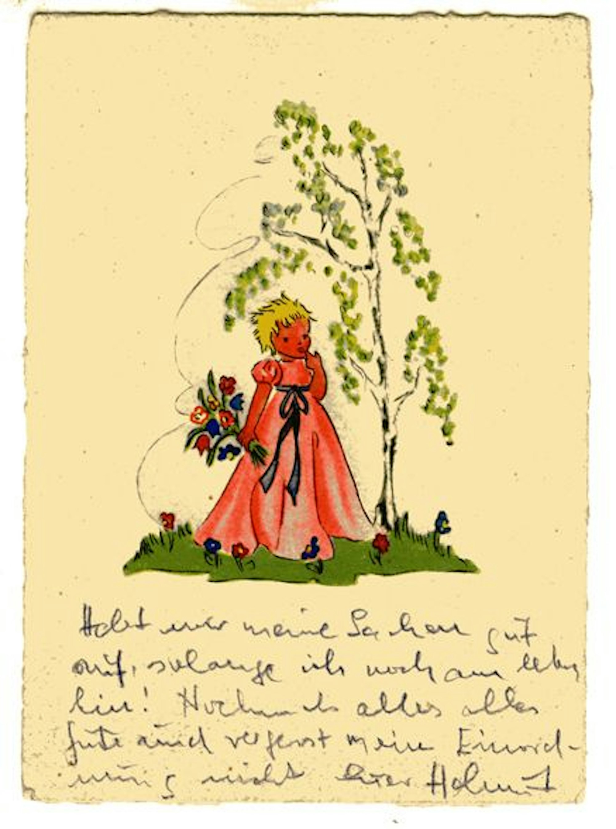 Die Frontseite der Postkarte, die Helmut Goldschmidt im Zug nach Auschwitz an seine Eltern schrieb.