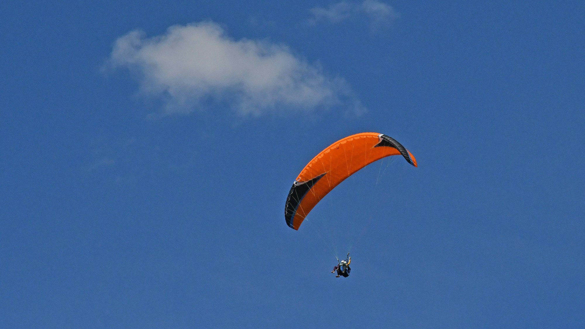 Ein Paragleiter in der Luft.