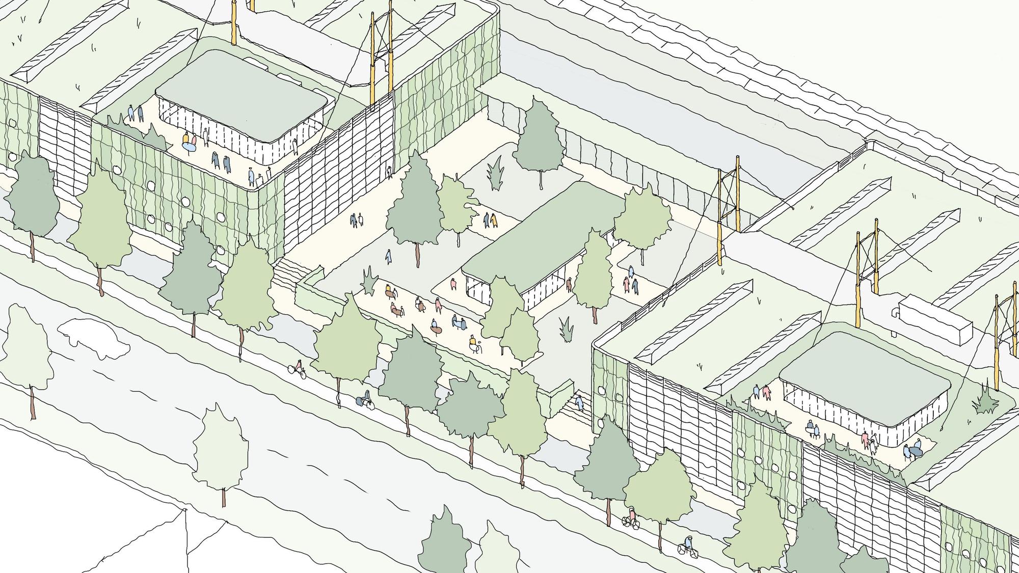 Igus erweitert sich in Richtung Spich, hier erste Skizzen des geplanten Gebäudes links neben dem Parkhaus.
