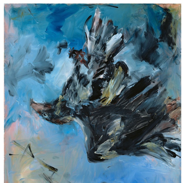 Zwei gemalte Adler steht kopfüber in der Luft.