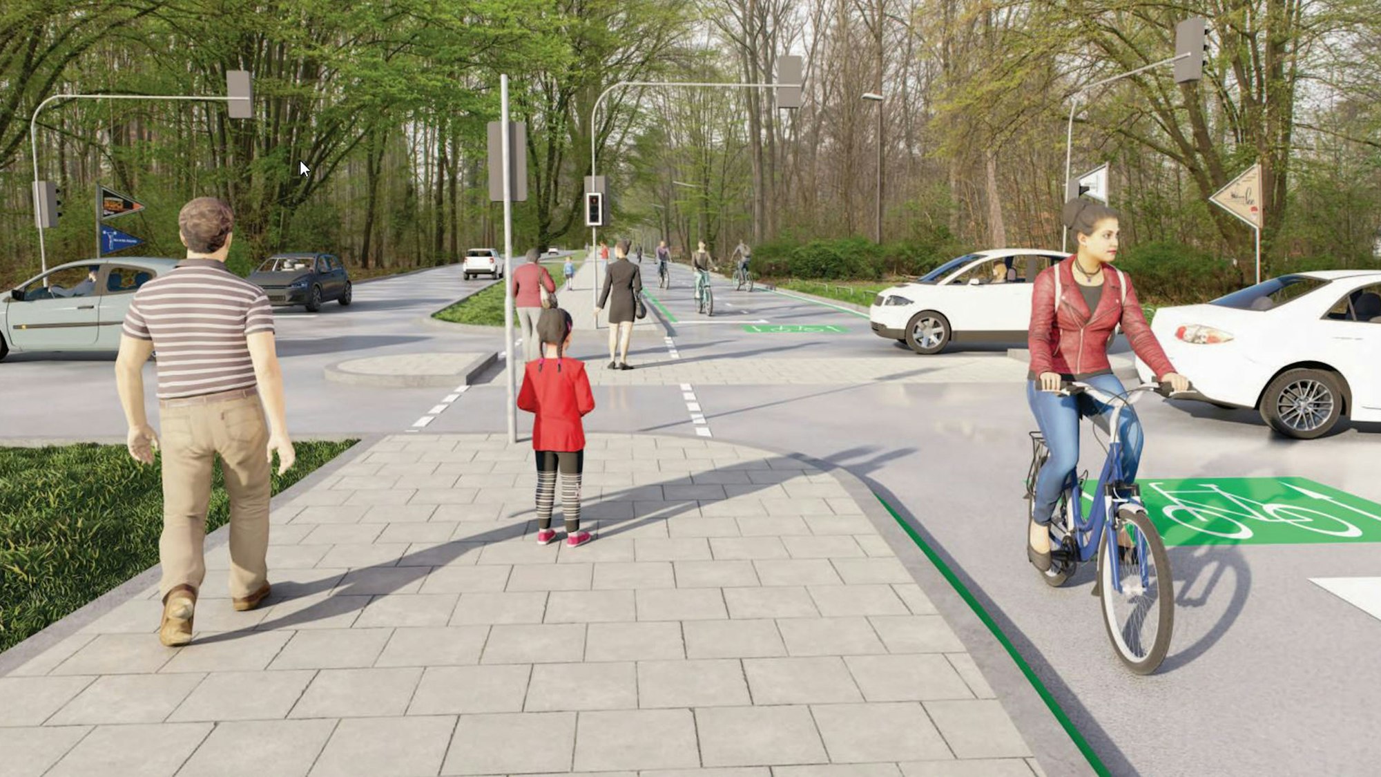 Visualisierung des Radschnellwegs Köln-Frechen am Militärring