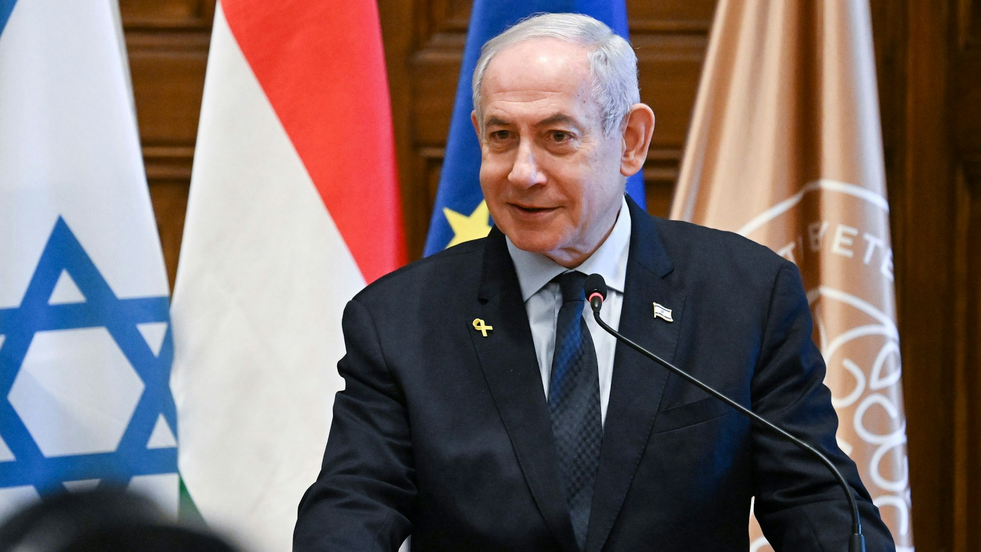 Der israelische Ministerpräsident Benjamin Netanjahu spricht.