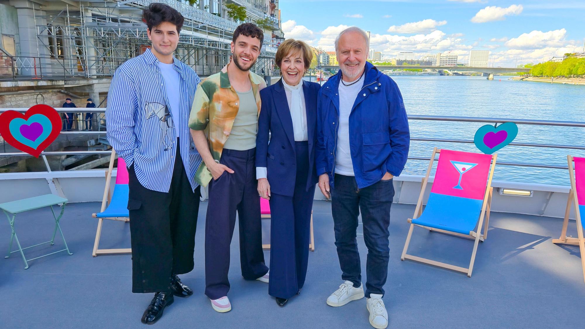 Gjon’s Tears, Luca Hänni, Paola Felix und Peter Reber freuen sich auf ihren ESC-Einsatz.