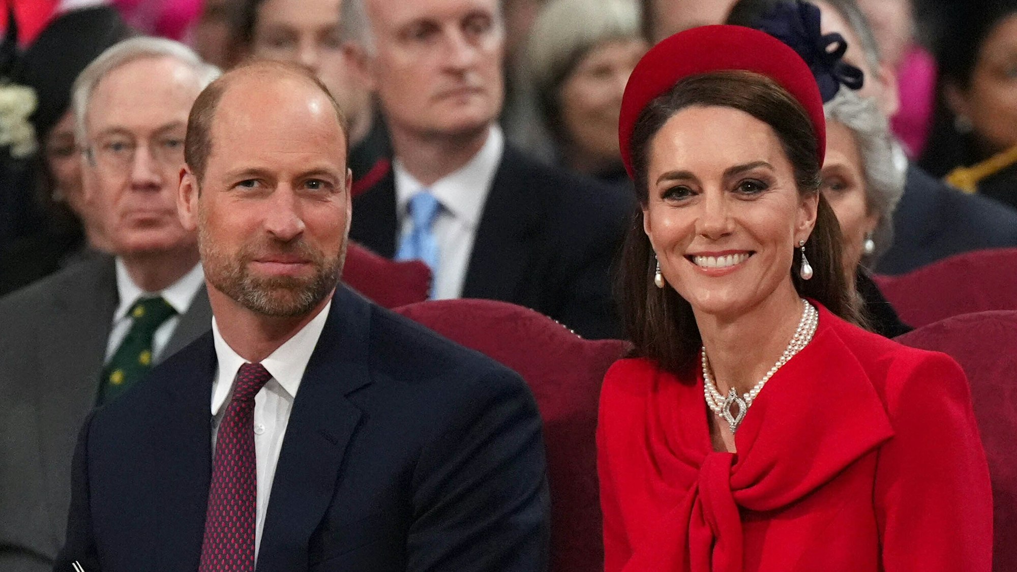 Die britische Prinzessin Kate von Wales und Prinz William nehmen an der jährlichen Feier zum Commonwealth Day in der Westminster Abbey in London teil.