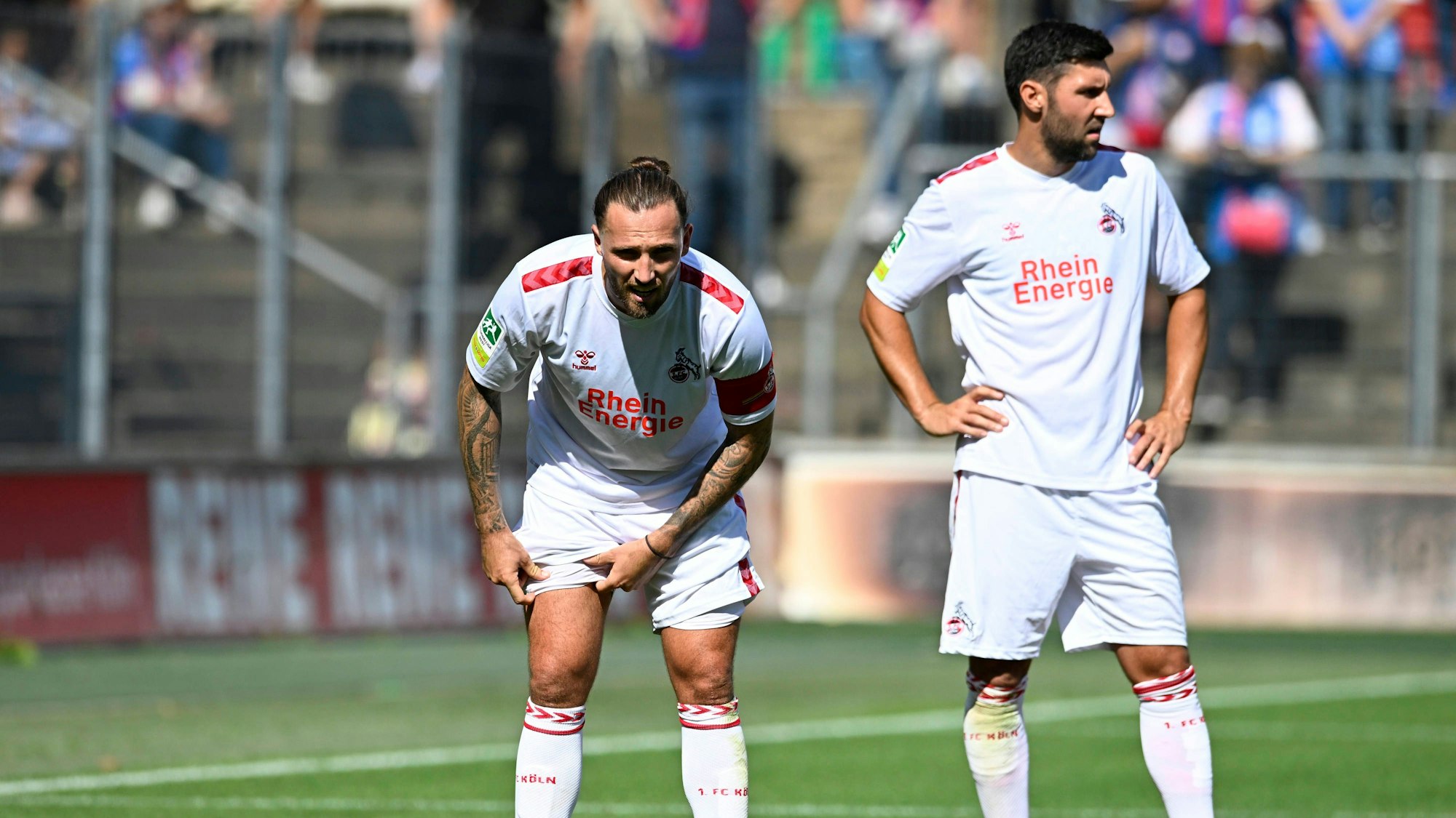 GER, Regionalliga West, 1. FC Köln vs. Wuppertaler SV / 26.8.2023, Köln, 1. FC Köln vs. Wuppertaler SV, Köln , Franz-Kremer Stadion , GER, Regionalliga West, Testspiel, DFB- Regionalliga West regulations prohibit any use of photographs as image sequences and/or quasi-video im Bild Marco Höger 1. FC Köln U21, U 21 37  und Stephan Salger 1. FC Köln U21 6  . *** GER, Regionalliga West, 1 FC Köln vs Wuppertaler SV 26 8 2023, Cologne, 1 FC Köln vs Wuppertaler SV, Cologne , Franz Kremer Stadion , GER, Regionalliga West, Testspiel, DFB Regionalliga West regulations prohibit any use of photographs as image sequences and or quasi video in the picture Marco Höger 1 FC Köln U21 37 and Stephan Salger 1 FC Köln U21 6 NordphotoxGmbHx/xFreund nph00018