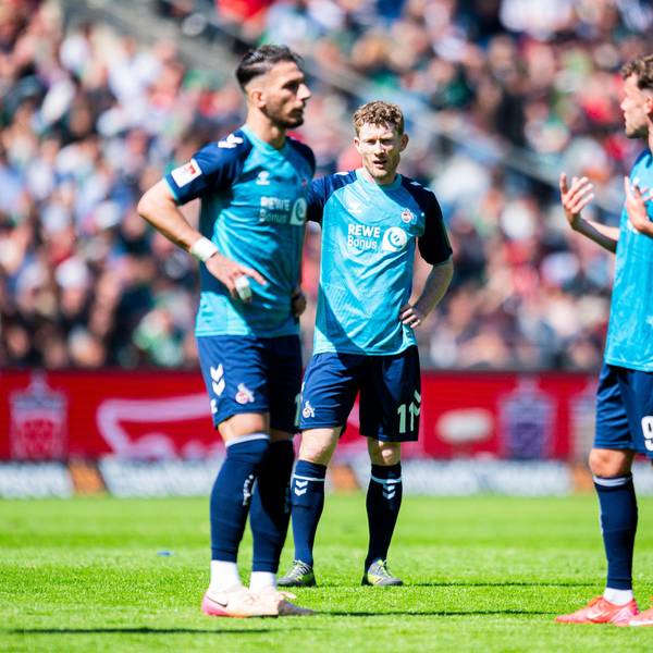 27.04.2025 - Fußball, 2024/2025, 2. Bundesliga, 31. Spieltag, Hannover 96 - 1. FC Köln: L-R Leart Pacarada Köln, Florian Kainz Köln, Luca Waldschmidt Köln, Dejan Ljubicic Köln DFL REGULATIONS PROHIBIT ANY USE OF PHOTOGRAPHS AS IMAGE SEQUENCES AND/OR QUASI-VIDEO. Hannover Niedersachsen Deutschland Heinz von Heiden Arena *** 27 04 2025 Soccer, 2024 2025, 2 Bundesliga, Matchday 31, Hannover 96 1 FC Köln L R Leart Pacarada Köln , Florian Kainz Köln , Luca Waldschmidt Köln , Dejan Ljubicic Köln DFL REGULATIONS PROHIBIT ANY USE OF PHOTOGRAPHS AS IMAGE SEQUENCES AND OR QUASI VIDEO Hannover Niedersachsen Germany Heinz von Heiden Arena