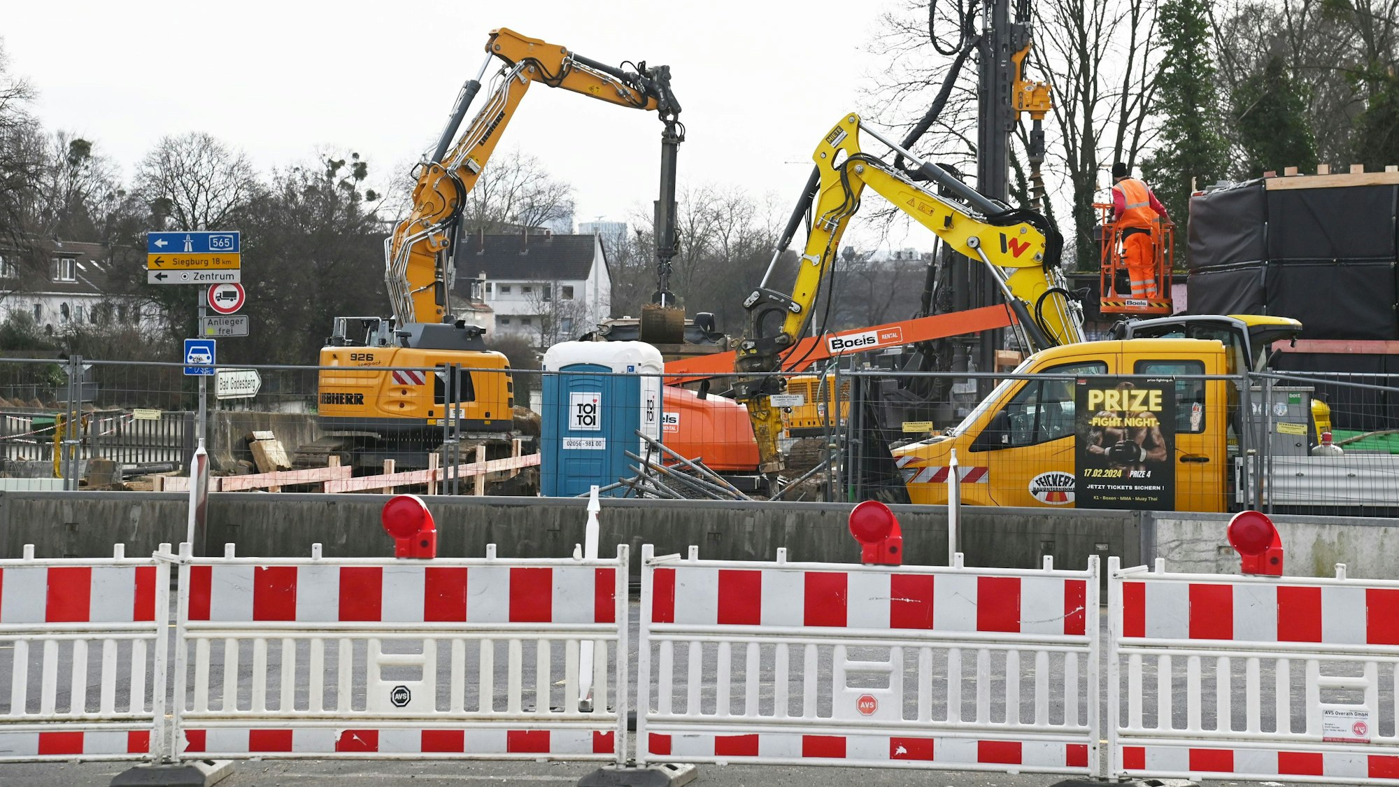 21.02.2024 Bonn. Die Bauaßnahmen am Endenicher Ei dauern bis 2027. Foto: Alexander Schwaiger