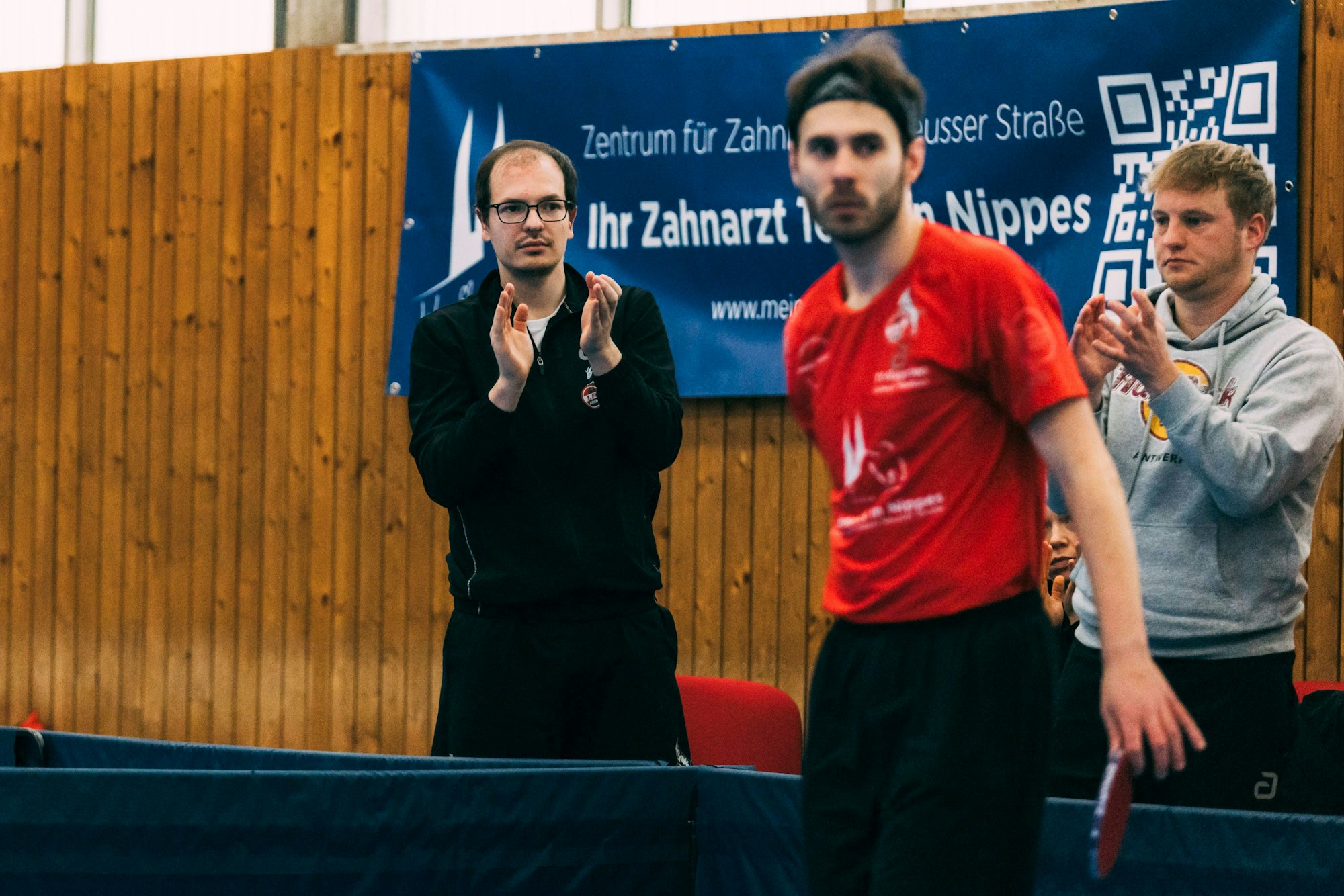 Köln, Lindenthal, 17.11.2024: Gianluca Walther L und Florian Cnudde 1.FC Köln in Aktion beim Spiel der Tischtennus 2.Bundesliga 1.FC Köln vs. 1.FSV Mainz 05. *** Cologne, Lindenthal, 17 11 2024 Gianluca Walther L and Florian Cnudde 1 FC Köln in action at the Bundesliga 2 table tennis match between 1 FC Köln and 1 FSV Mainz 05