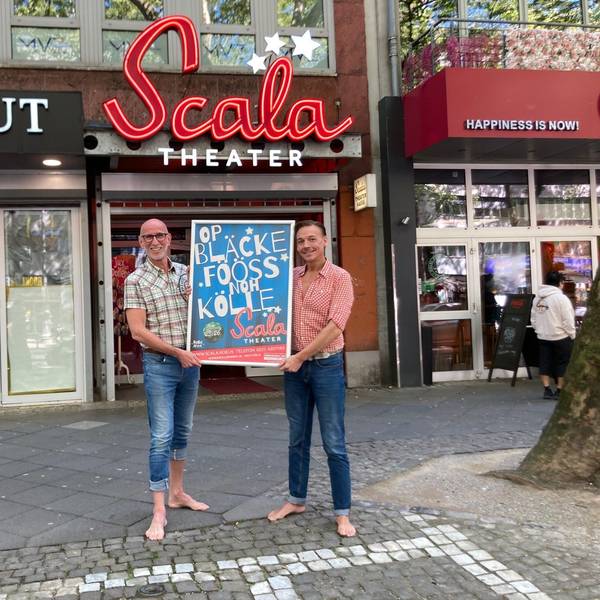 Ralf Borgartz (l.) und Arne Hoffmann stellen im Scala-Theater das Programm für die nächste Spielzeit vor.