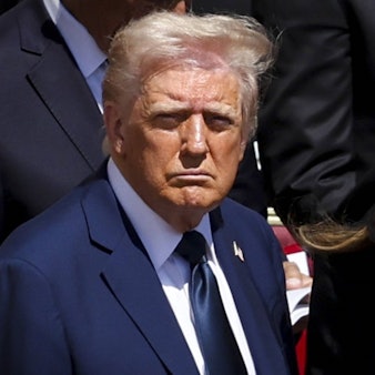 US-Präsident Donald Trump mit seiner Frau Melania beim Begräbnis von Papst Franziskus in Rom. (Archivbild)