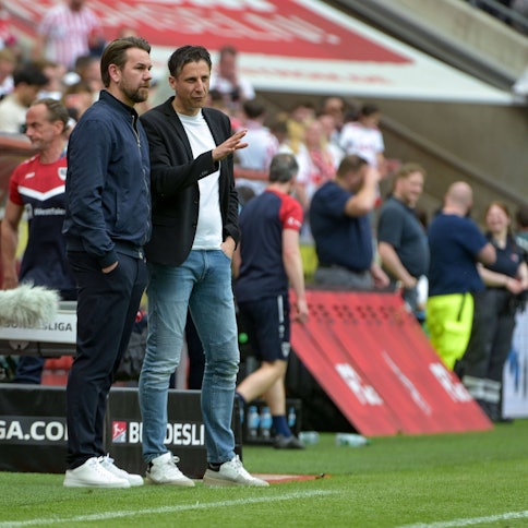 Thomas Kessler, Leiter Lizenz beim 1. FC Köln, und Geschäftsführer Christian Keller müssen einen neuen Kader zusammenstellen.