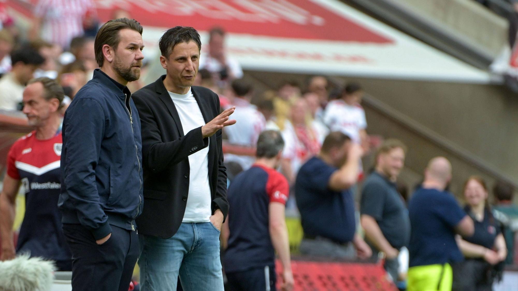 Thomas Kessler, Leiter Lizenz beim 1. FC Köln, und Geschäftsführer Christian Keller müssen einen neuen Kader zusammenstellen.