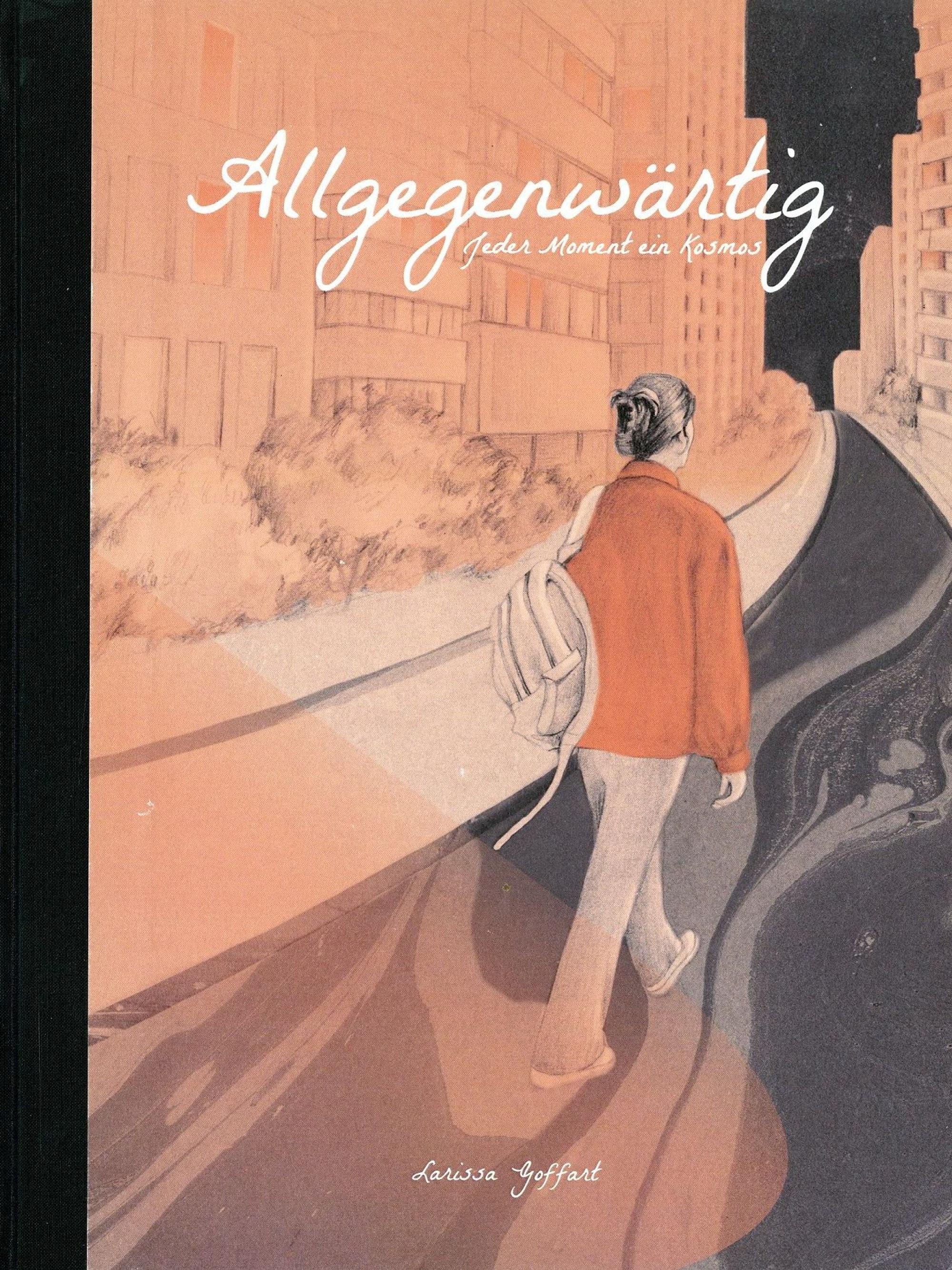Ein Bilderbuchcover. Zu sehen ist eine junge Frau, die eine Straße entlanggeht.