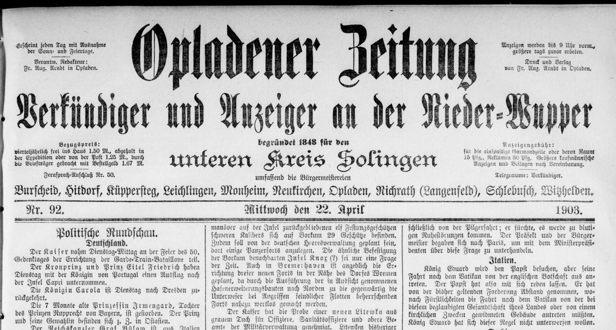 Beispiel Opladener Zeitung