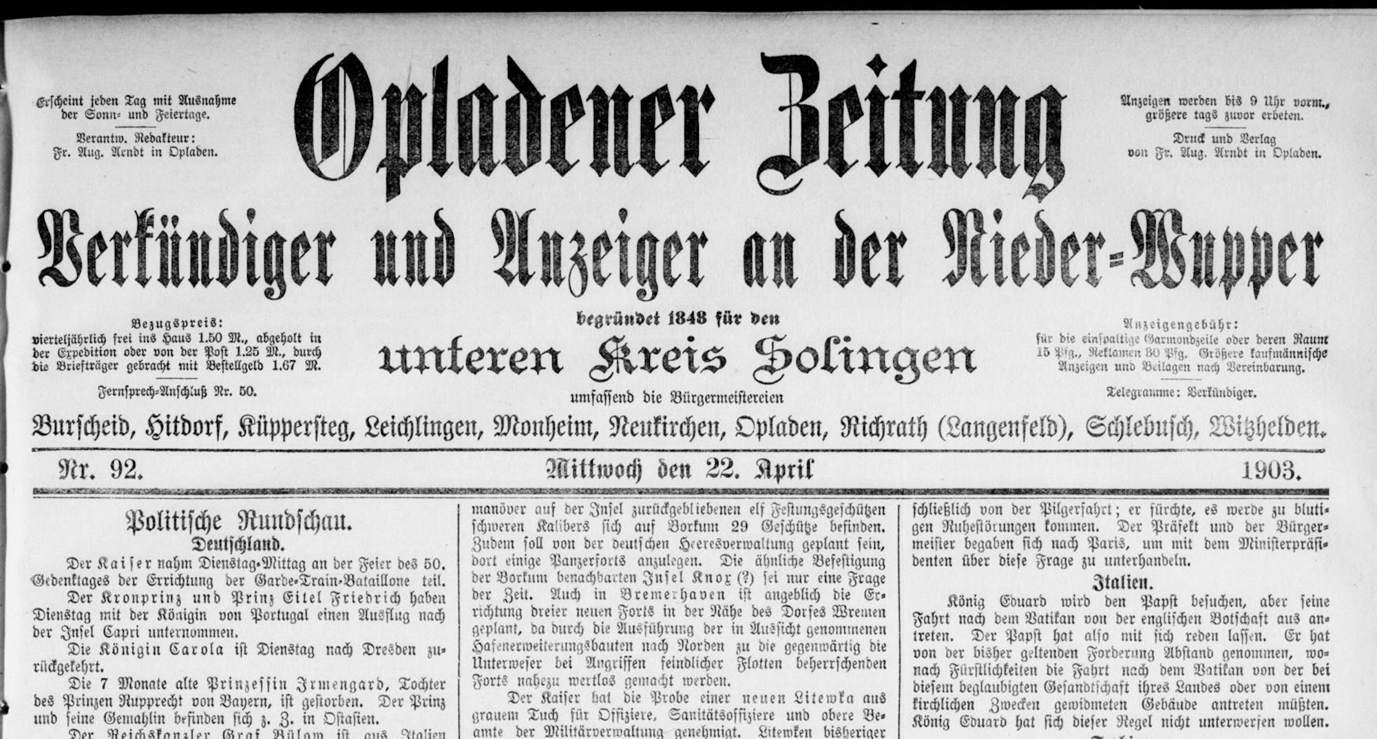 Beispiel Opladener Zeitung