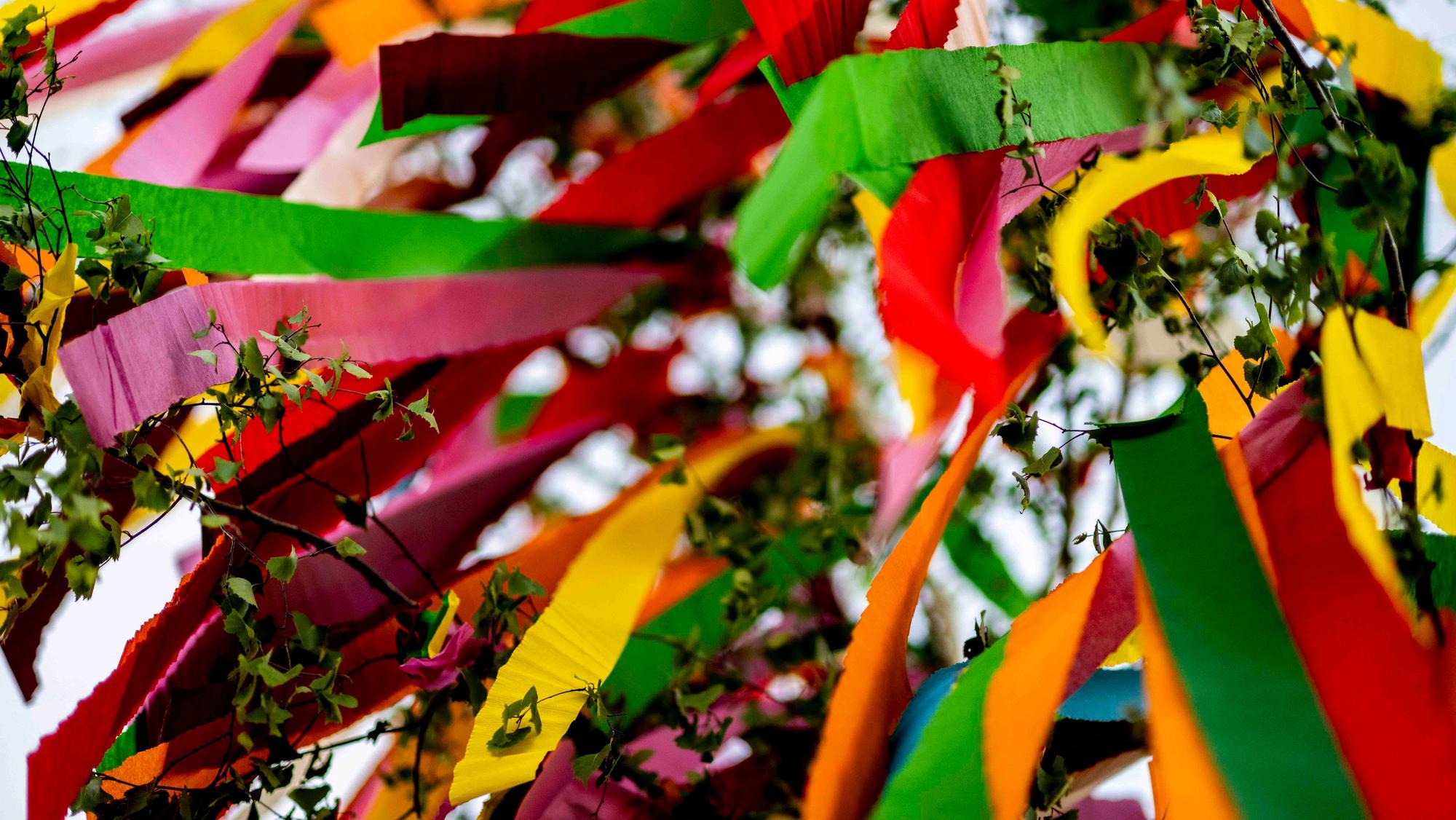 Das Bild zeigt einen geschmückten Maibaum.