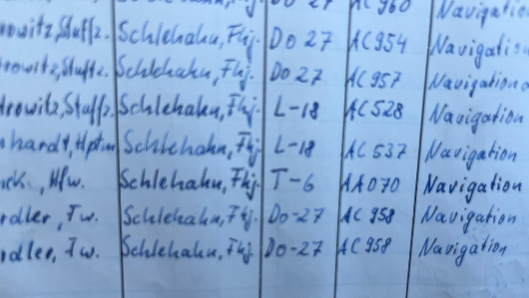 In Schlehahns handgeschriebenem Flugbuch ist der Flug mit der Hangelarer Piper L 18C verzeichnet. Es war die AC 537.